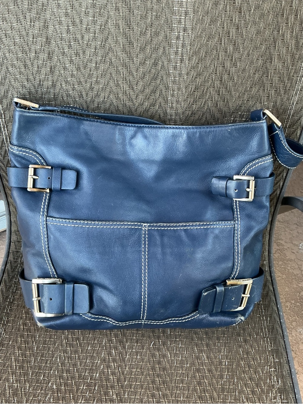 Michael Kors Navy Blue Leather Shoulder Bag